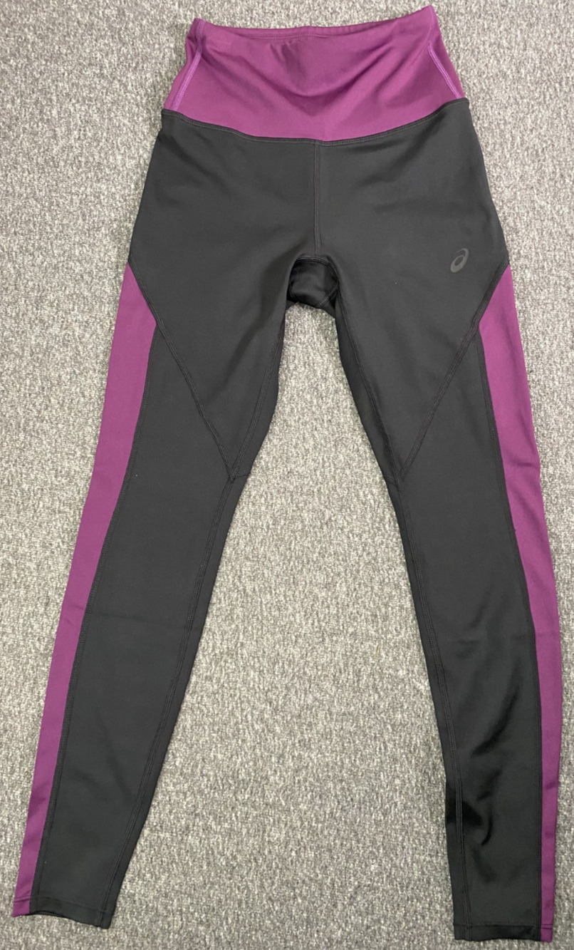 NWT ASICS Women's Flex Tight Leggings XS Black Purple High Rise 2032C853 $75